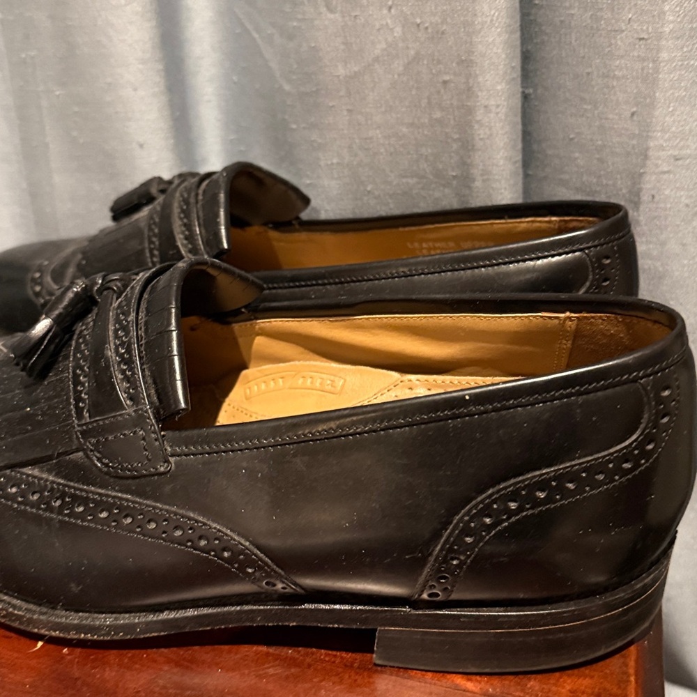 Men's Bostonian Leather Tassel Black Loafer Dress Shoes Slip on  10.5 Shoe Trees - Picture 11 of 16